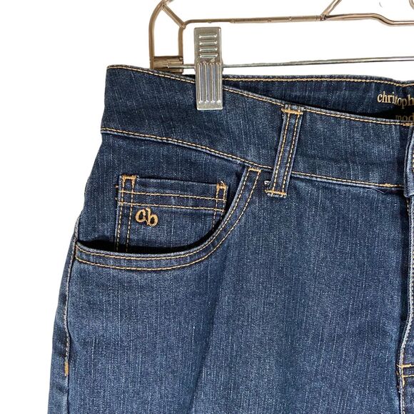 Christopher & Banks Womens Modern Fit Straight Leg Blue Denim Jeans Sz 12 Hemmed - Picture 9 of 9